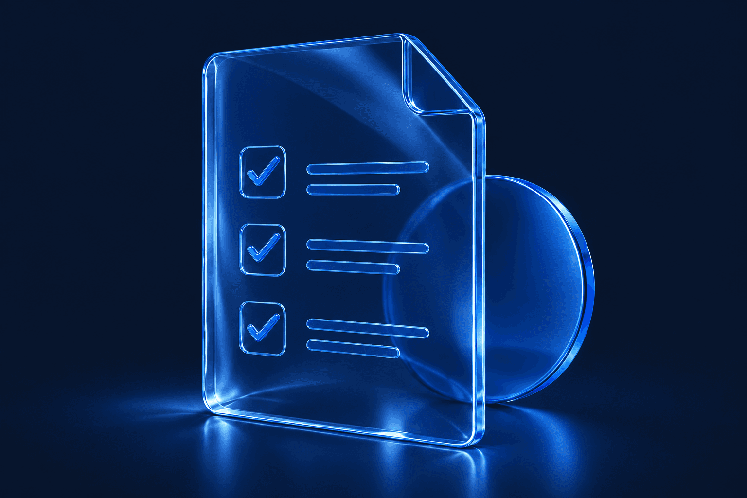 Tax point Tax Support folded document and blue glass disc sculpture