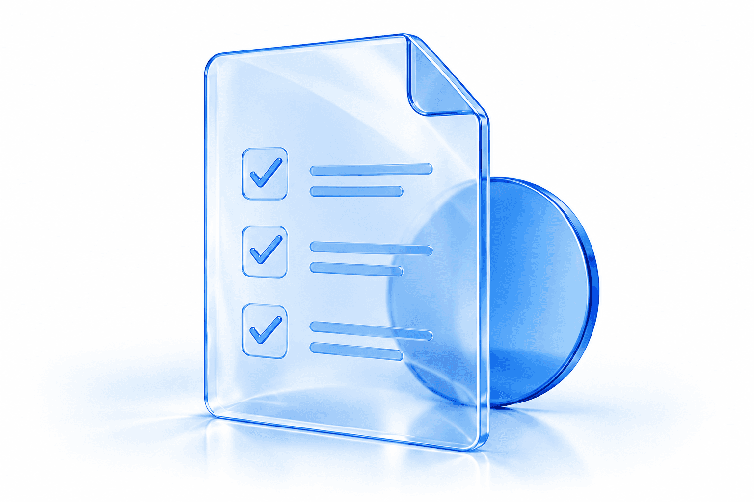 Tax point Tax Support folded document and blue glass disc sculpture