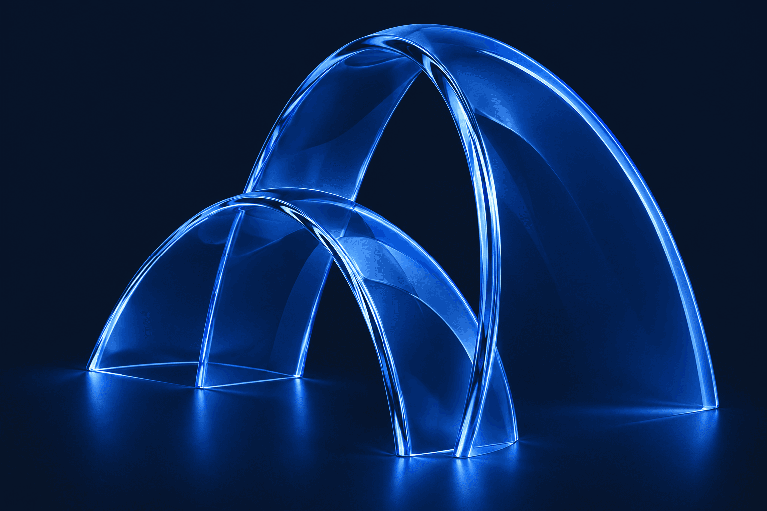 Tax point interlocking glass arches sculpture