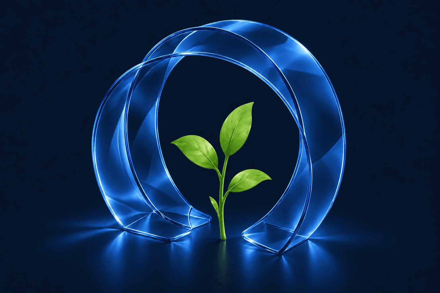 Tax point CSR glass arches and green sprout sculpture