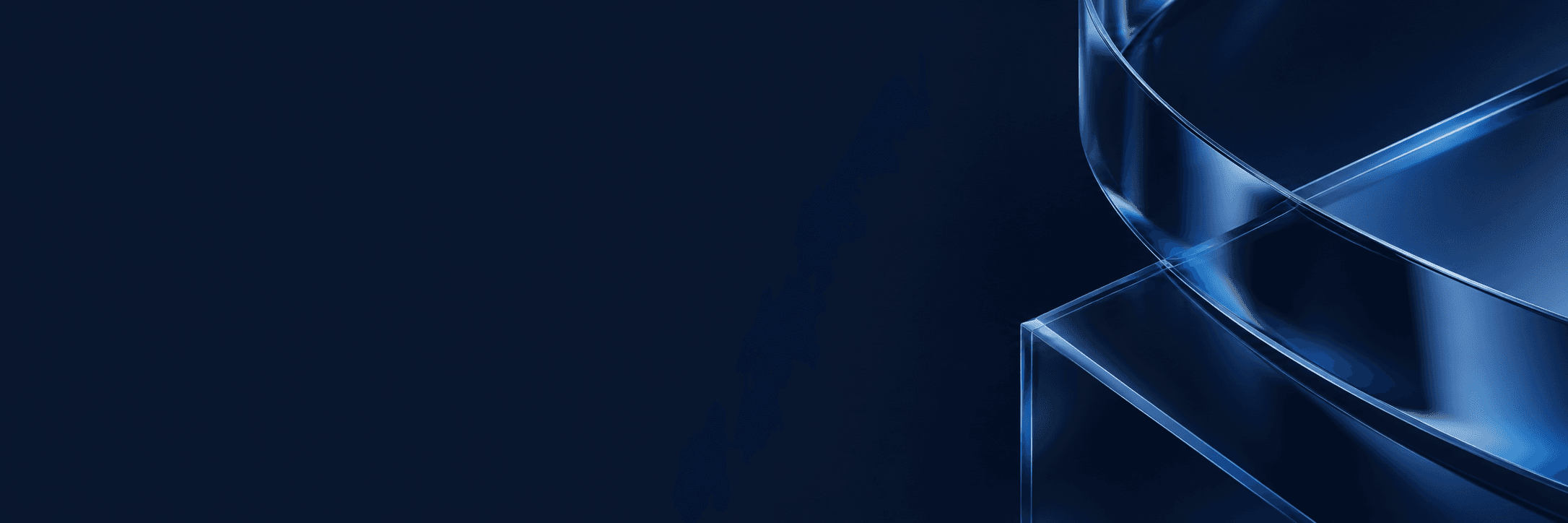Abstract blue glass reflections on deep navy